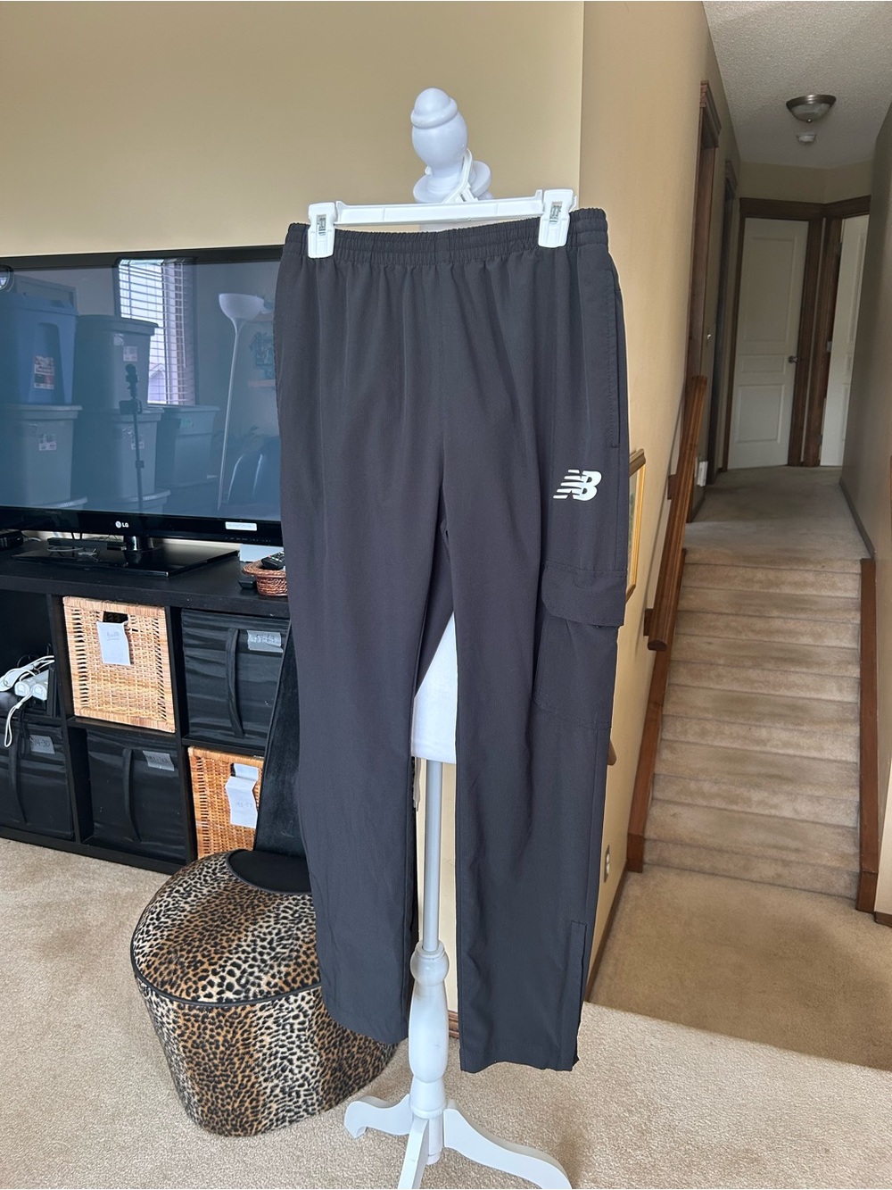 New Balance Black Performance Track Pants with Side Pocket and ankle Zipper